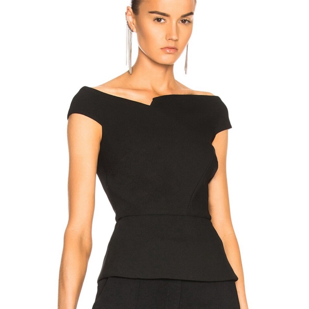 Roland Mouret asymmetric off-shoulder Elmswell peplum top